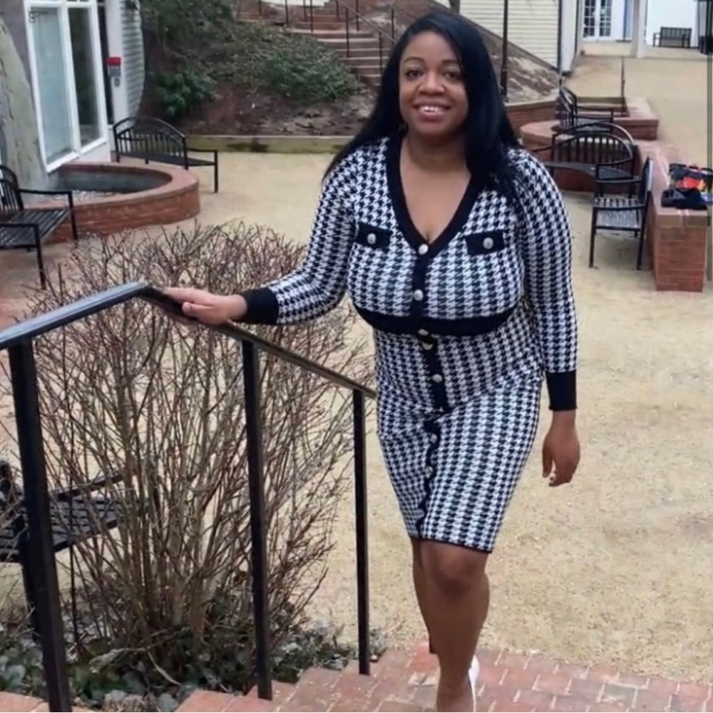 New Black Houndstooth Dress